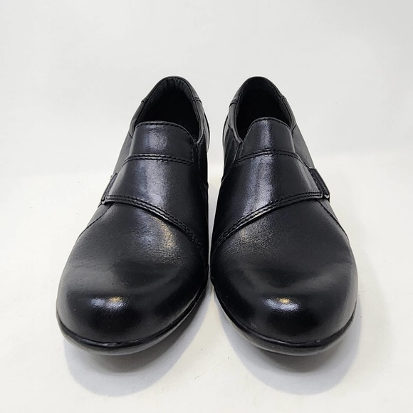 Clarks Bendables Black Leather Heeled Slip On Shoes 7.5M Ingalls Atlantic Loafer - Picture 4 of 10